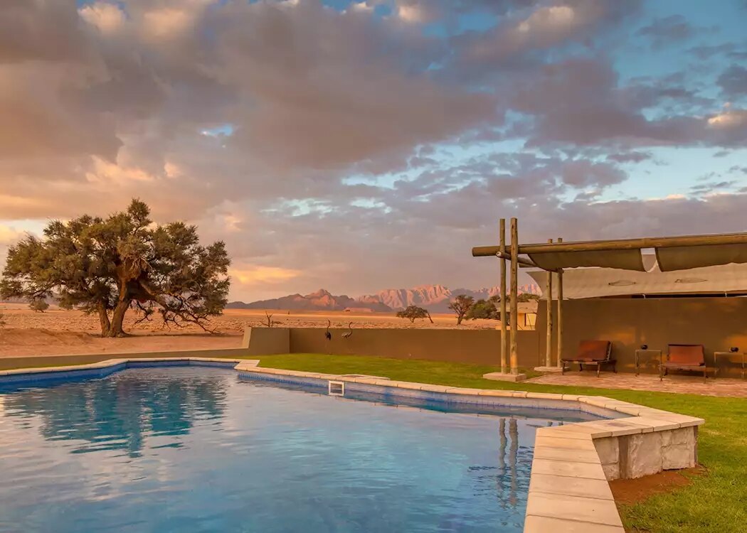 Swimming pool at Sossusvlei Lodge at the Sesriem gate to Sossusvlei, Namibia