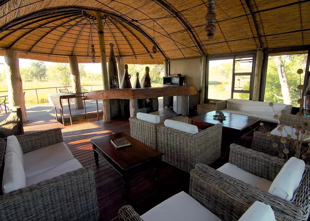 Lounge and dining area at Nkasa Lupala Tented Lodge, Zambezi Region