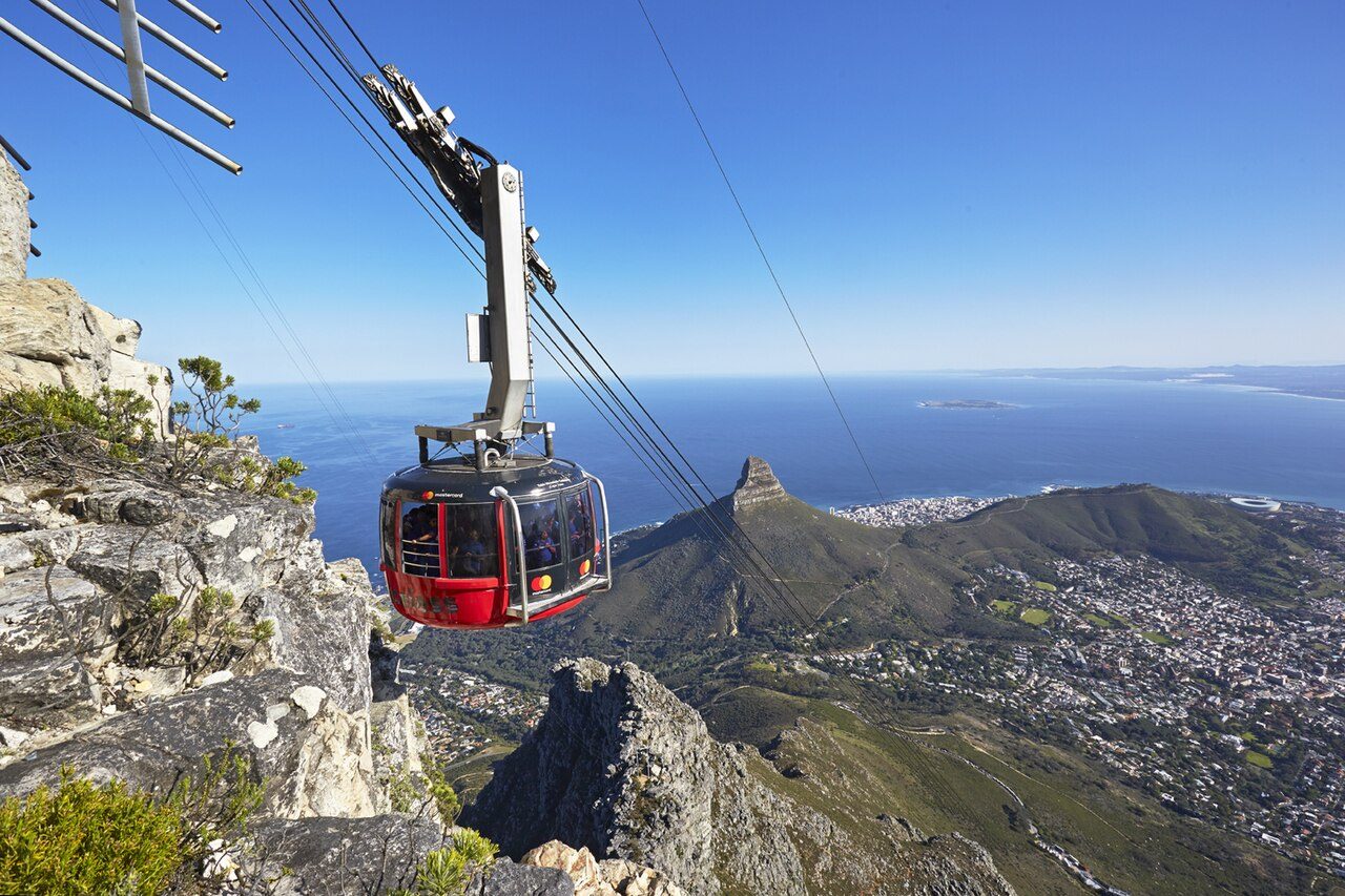 Table Mountain and the Cape Peninsula coastline from above — peninsula tours from Cape Town