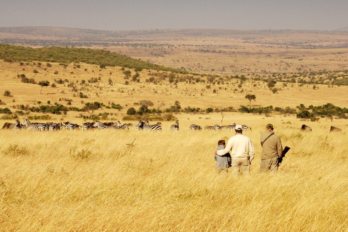 Walking safari in a Masai Mara conservancy, Kenya