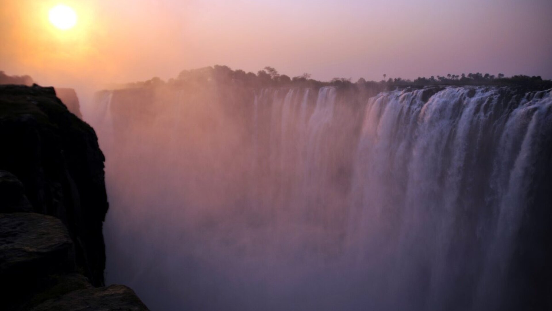 Victoria Falls thundering on the Zimbabwe side of the Zambezi River