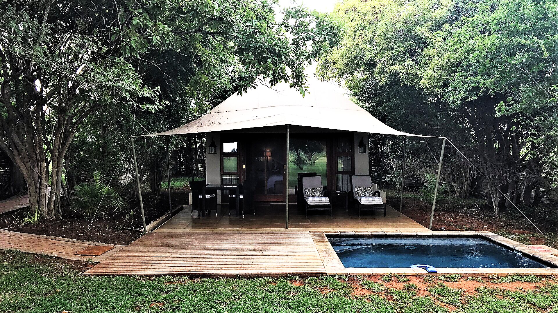 Canvas tented suite with plunge pool at Busanga Bush Camp, Kafue