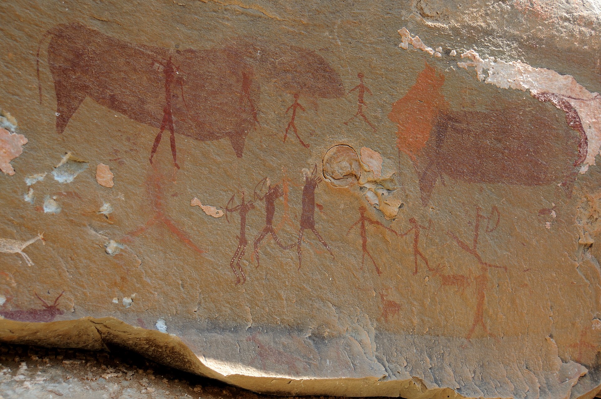 San rock art painting on Drakensberg sandstone wall