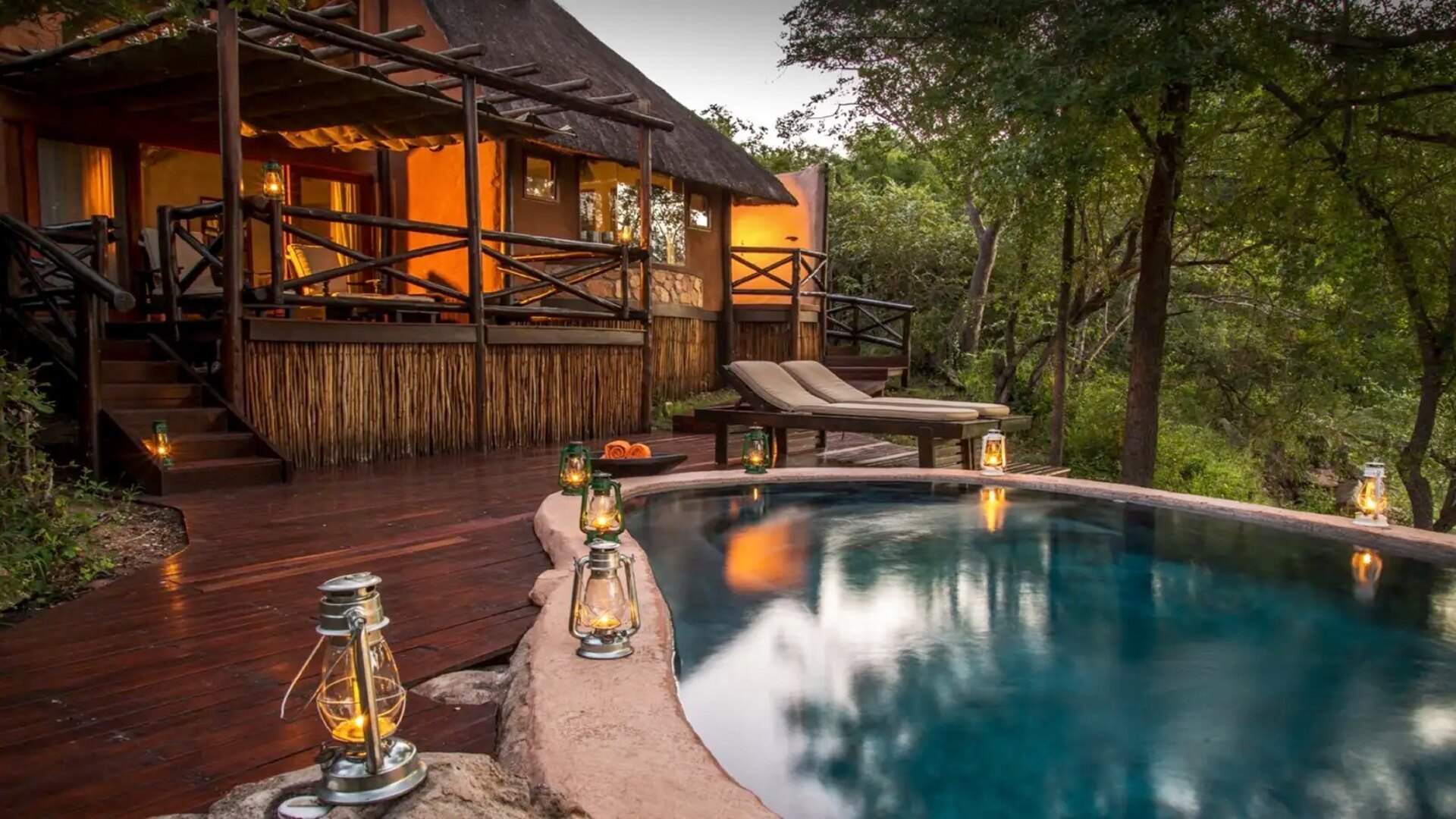 Lukimbi Safari Lodge pool deck overlooking southern Kruger wilderness