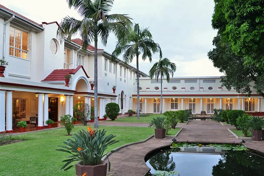 The Victoria Falls Hotel — the grand dame where Rovos Rail guests often stay