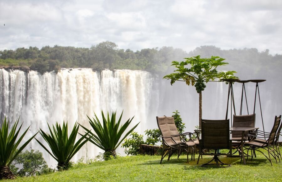 Pousada Calandula falls-view lounge — dining with Angola's waterfall views