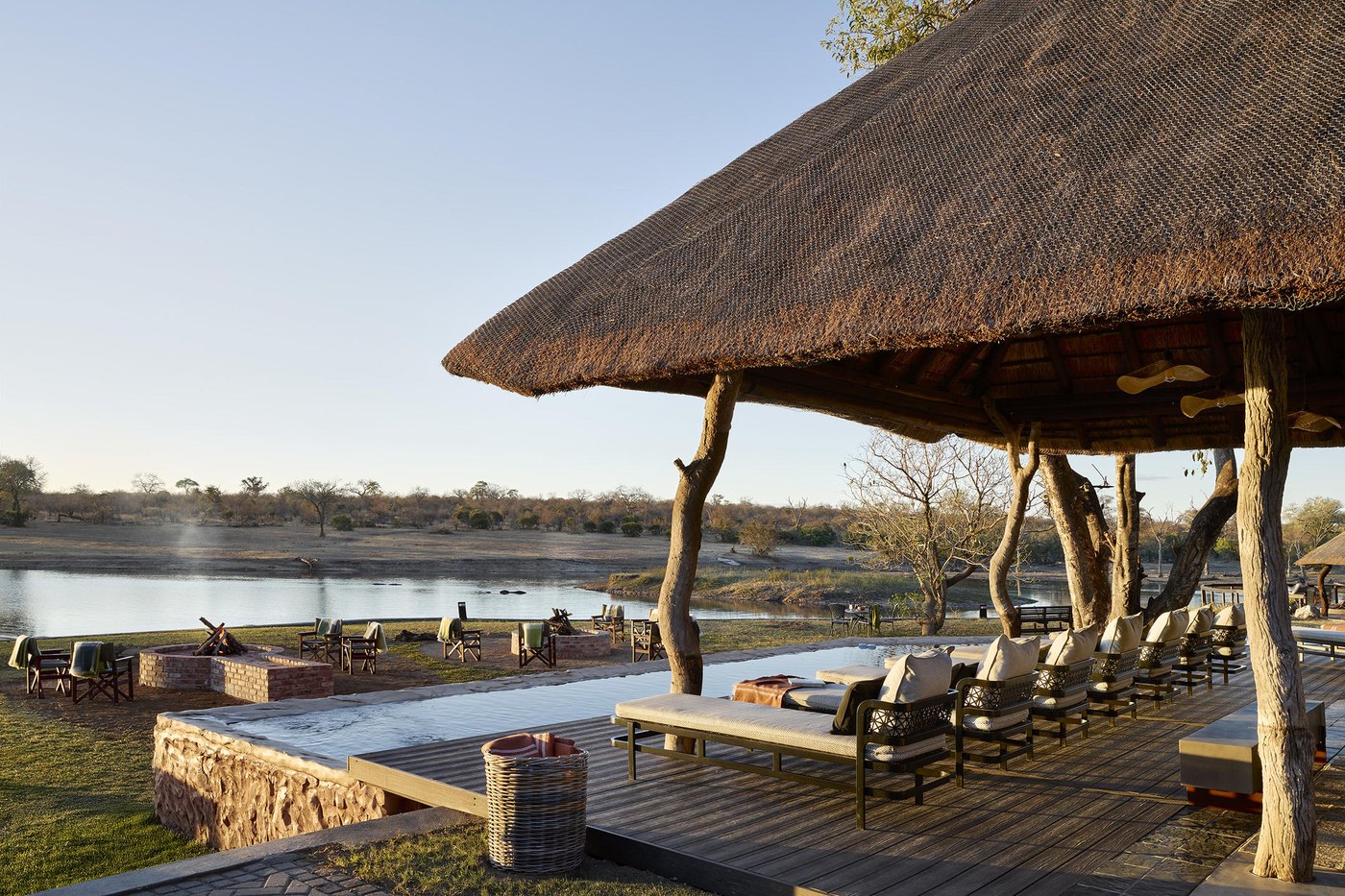 Arathusa pool deck and sala beside the waterhole, Sabi Sands