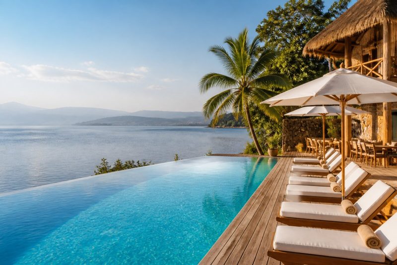 Infinity pool overlooking Lake Tanganyika