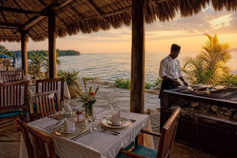 Lakeside restaurant terrace at Tanganyika Blue Bay Resort
