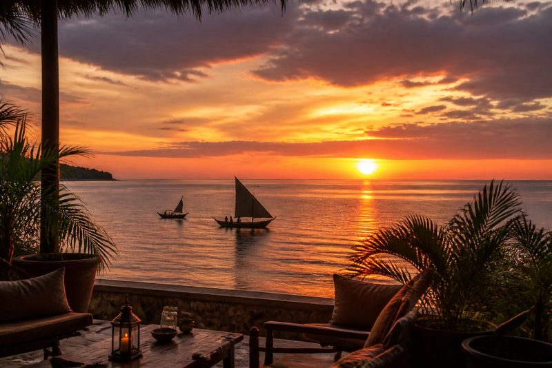 Sunset terrace over Lake Tanganyika