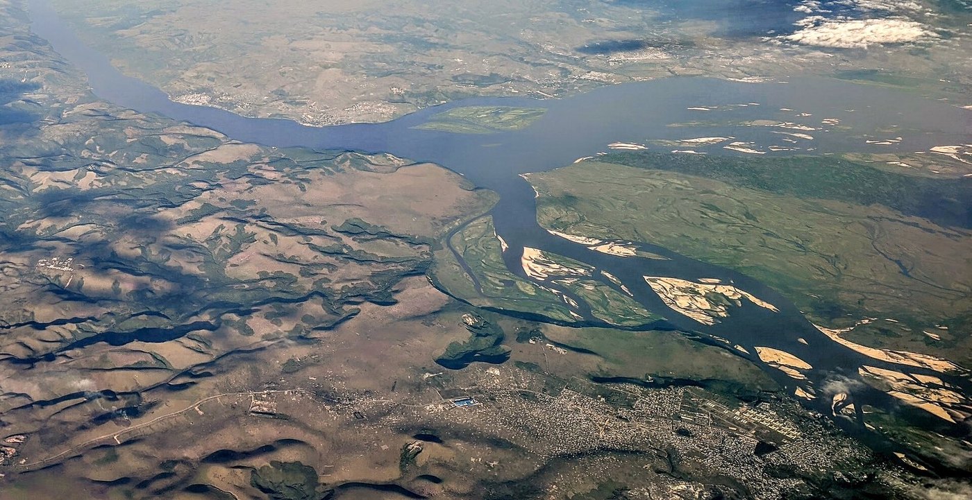 Congo River and Pool Malebo aerial perspective