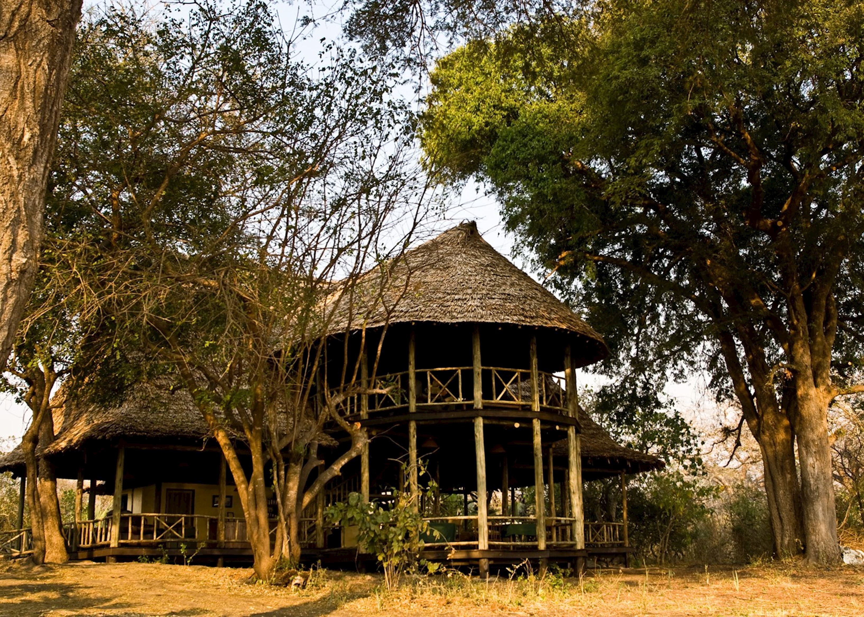 Outdoor bucket shower at Chada Katavi — authentic expedition-style luxury in the bush