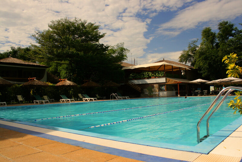 Poolside terrace and tropical gardens