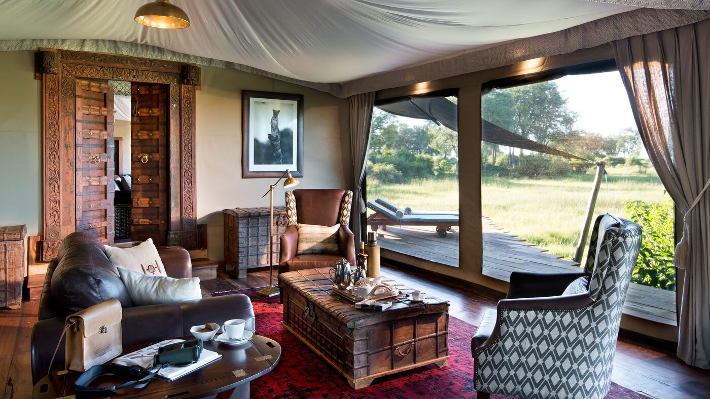 Dinaka pool &mdash; waterhole views and all-day game activity