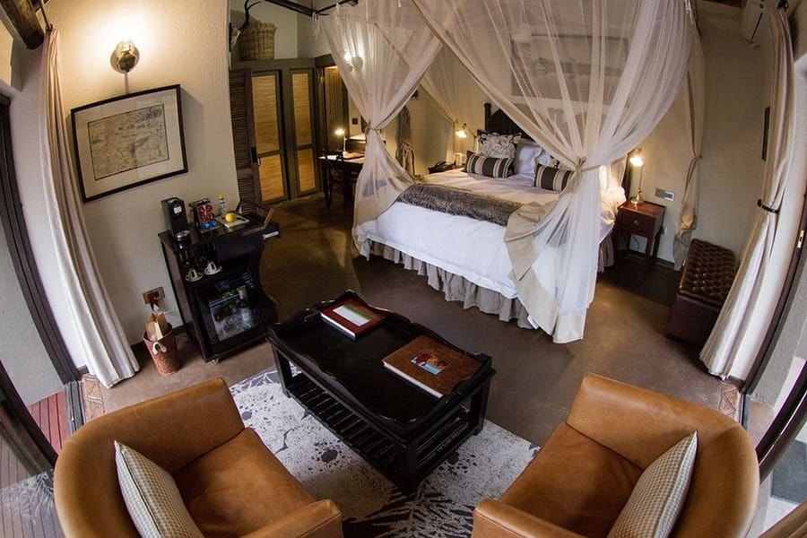 Jock Safari Lodge suite at the confluence of the Mitomeni and Biyamiti rivers in the southern Kruger