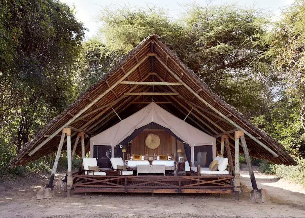 Jongomero Camp spacious tented suite in remote southern Ruaha wilderness