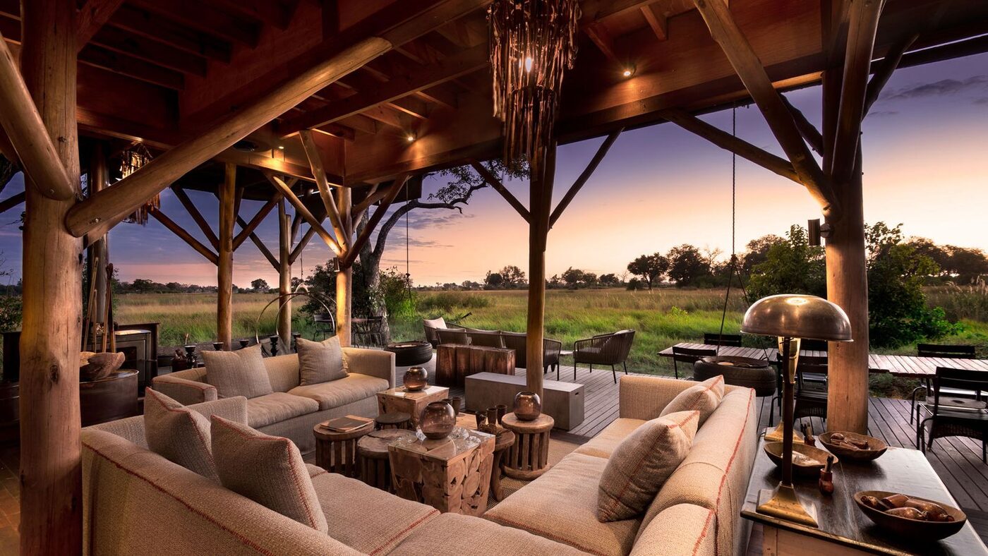 Kalahari Plains tent bedroom &mdash; cool, canvas-shaded interiors