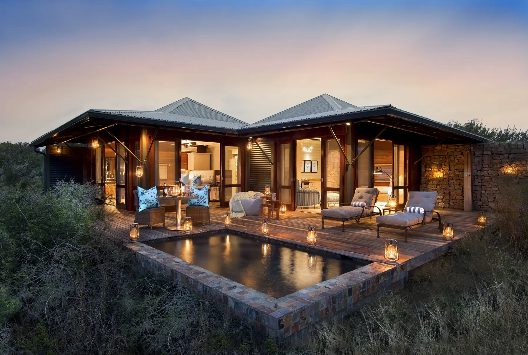 Kwandwe Ecca Lodge suite and private plunge pool, malaria-free Eastern Cape