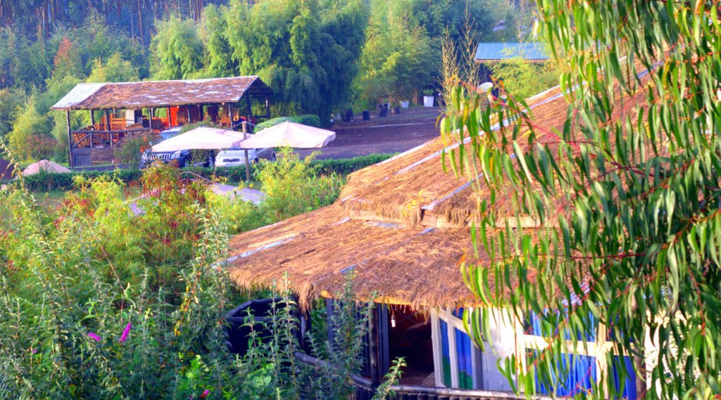 Le Bambou Gorilla Lodge garden rooms below the Virunga volcanoes