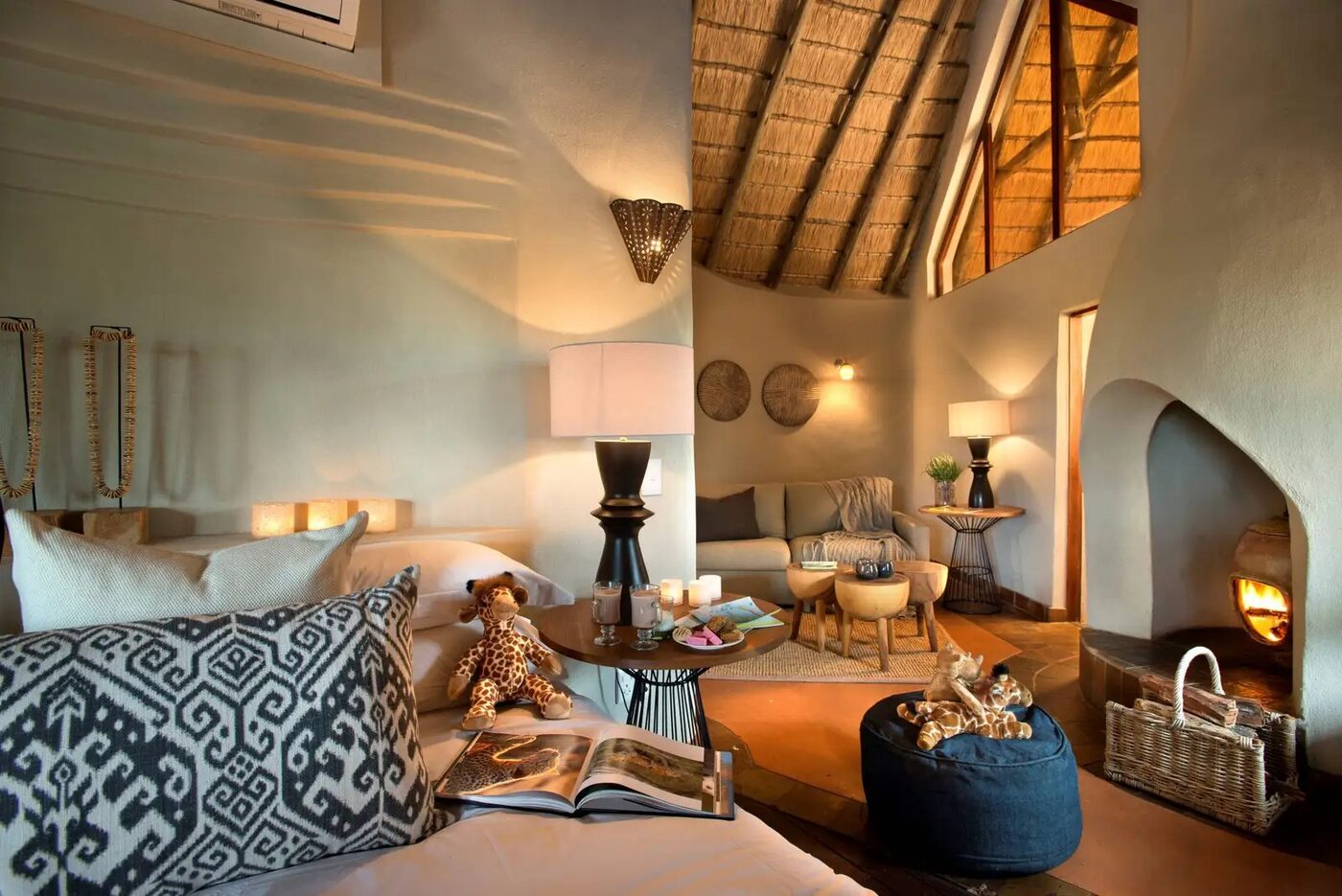 Spacious family suite interior with local art at a luxury Madikwe Game Reserve lodge