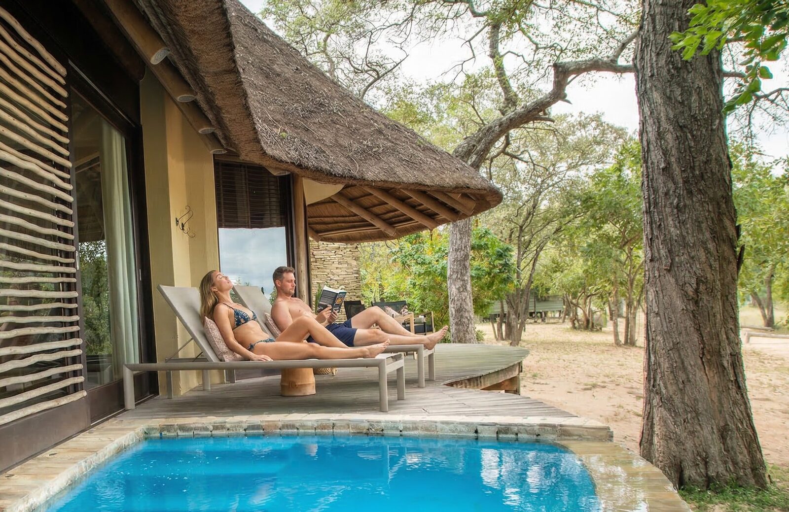 Suite with private plunge pool and deck at Makanyi Private Game Lodge, Timbavati