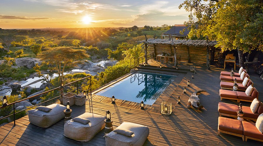 The infinity pool with gorge views at Mwiba Lodge, southern Serengeti