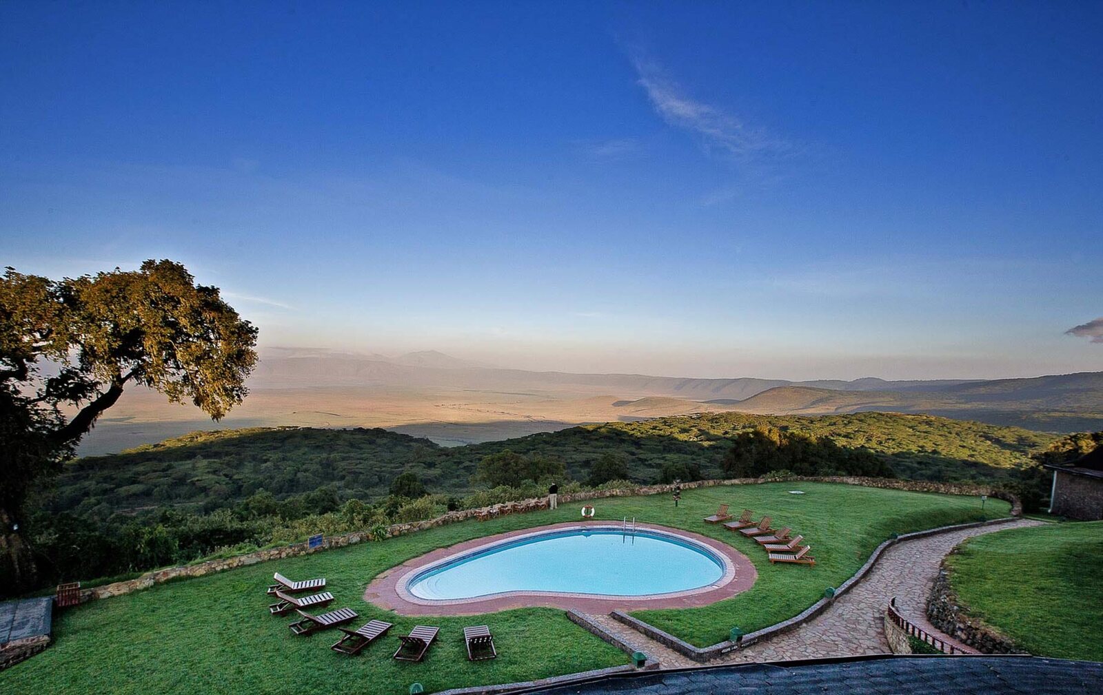 Ngorongoro Sopa Lodge chalets on the quiet eastern crater rim