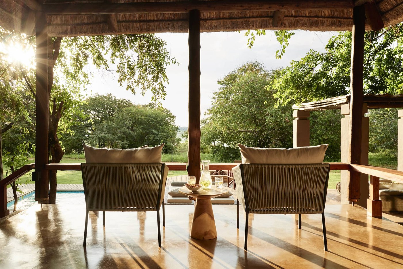 Sanctuary Chobe Chilwero — plunge pool and lounge area
