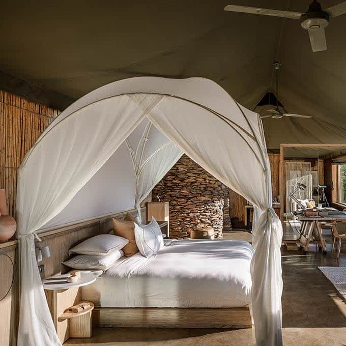 Singita Faru Faru suite bedroom interior