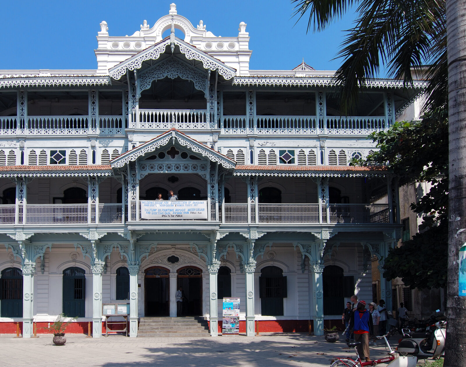 Old Dispensary mint-green latticework, built 1894, Stone Town