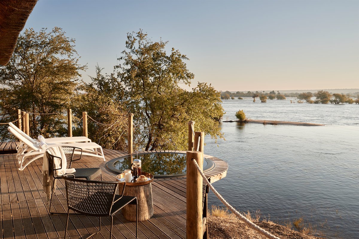 Victoria Falls River Lodge — suite interior and private deck