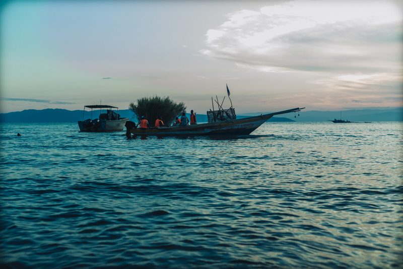 Boats on Lake Tanganyika for trips from World Beach