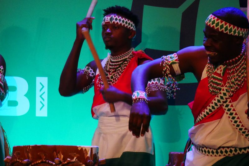 Burundian drummers performing in the evening
