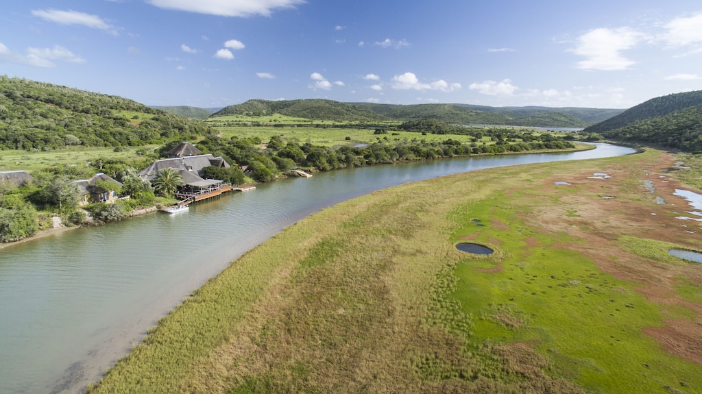 Kariega Game Reserve lodge overlooking the river valley in the malaria-free Eastern Cape