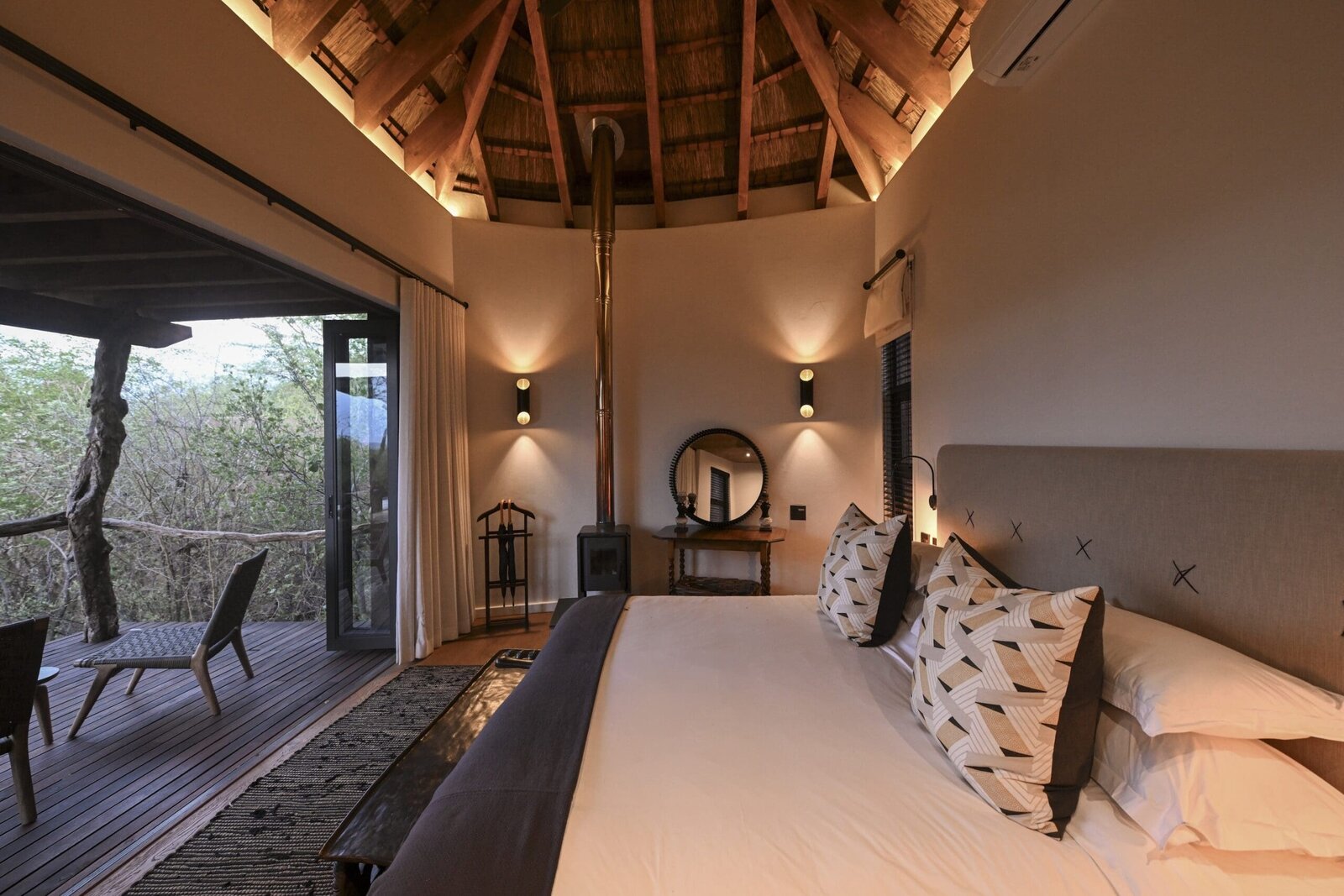 Lounge and fire area at Madikwe Safari Lodge