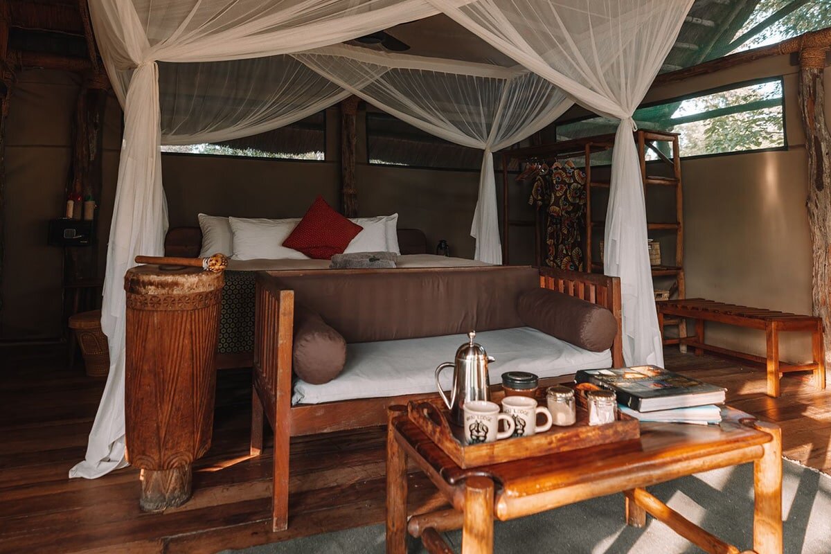 Mvuu Lodge deck and river view, Liwonde National Park, Malawi